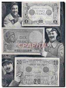 Old Postcard 5 Notes 10 and 20 Francs