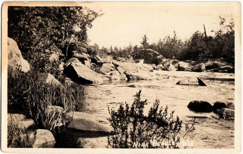 1927 BRADLEY Wisconsin WI Real Photo RPPC Postcard SCENE RIVER 