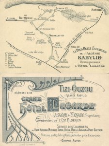 algeria, TIZI OUZOU, Grand Hotel Lagarde, Map (1900s) Advertising Card