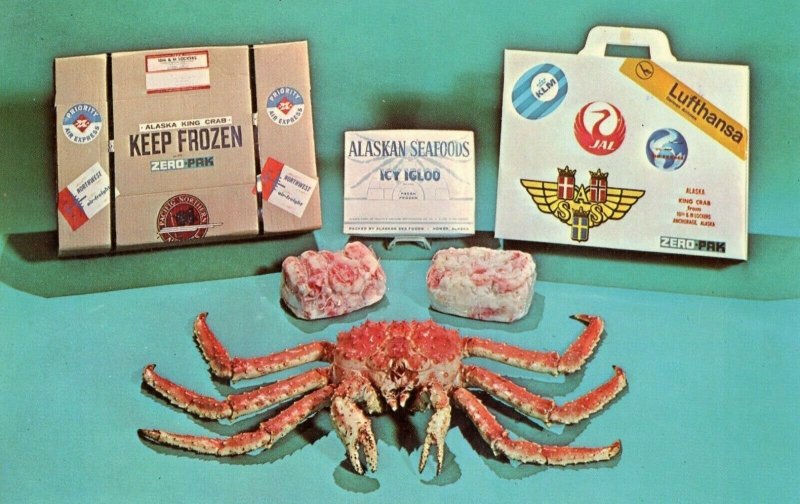 Postcard Adverising, Alaska King Crab by 10th & M Lockers, Alaska.     N6