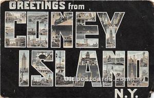 Greetings from Coney Island, NY, USA Amusement Park 1907 small paper chip rig...