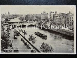 c1930's - O'Connell Bridge and River Liffey, Dublin - showing working barge on r