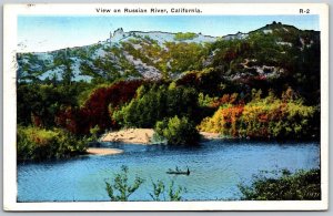 Vtg California CA View On Russian River 1930s View Linen Postcard