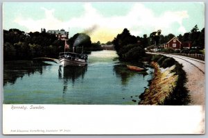 Vtg Ronneby Sweden Scenic European Waterway Houses Countryside 1900s Postcard