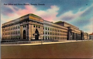 Canada Post Office and Union Station Toronto Linen Postcard 01.41