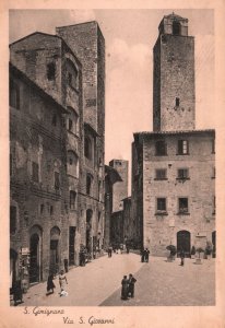 Postcard S. Gimignano Via S. Giovanni Siena Italy