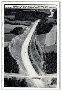 c1940 Close Up Clear Ridge Cut  Overhead Bridges Pennsylvania Turnpike Postcard