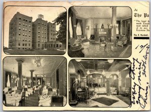1907 Park Motel Lobby Dining Room Hallway Famous Hotel Posted Postcard