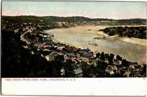Ohio River from Eden Park, Cincinnati OH Undivided Back Vintage Postcard D13