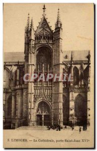 Limoges Old Postcard The Cathedral Porte Saint Jean