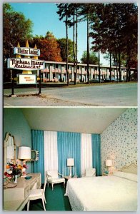 Vtg Oriskany New York NY Trinkaus Manor Motor Lodge Exterior Interior Postcard