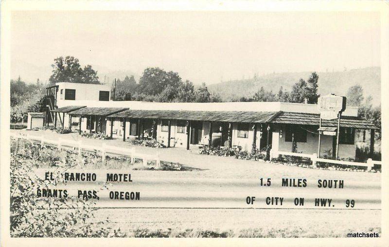 1940s Grants Pass Oregon El Rancho Motel RPPC real photo postcard 8430