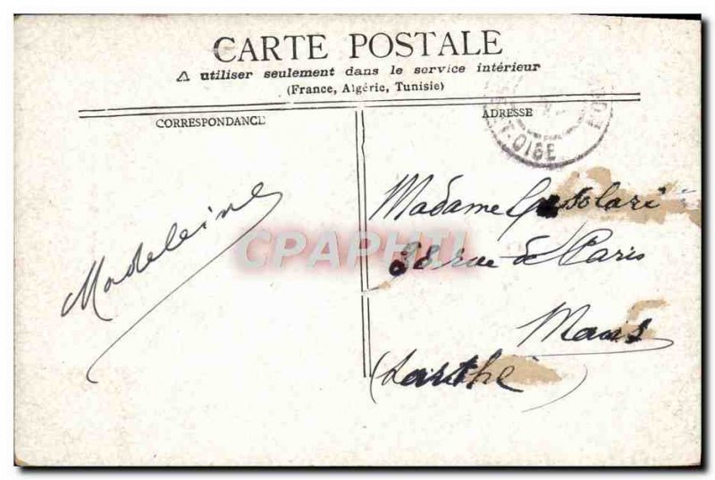 Old Postcard Lyon Man from La Roche Stamp Levee night Paris