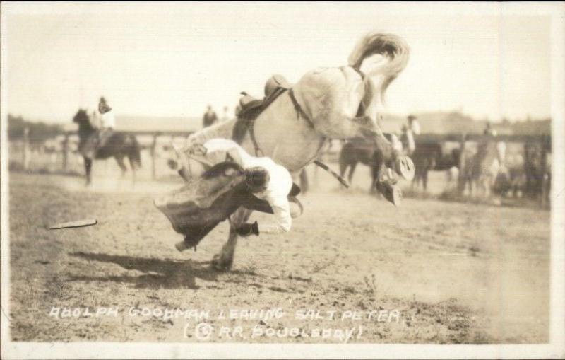 Rodeo - Cowboy Adolph Goodman Leaving Salt Peter Real Photo Postcard