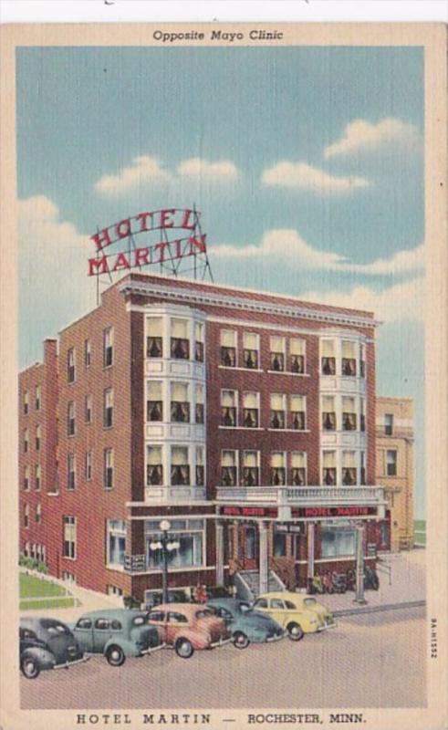 Minnesota Rochester Hotel Martin 1940 Curteich