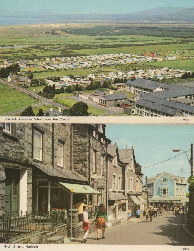 High Street Harlech Caravan Site 2x 1970s Welsh Postcard s