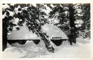 1940s Frashers RPPC Azusa Canyon CA Crystal Lake Store in Deep Snow, Unposted