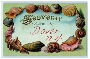 c1909 Souvenir From Dover Embossed Shells New Hampshire NH Antique Postcard