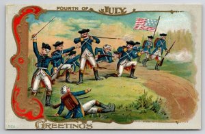Fourth Of July 4th George Washington Battle Scene Postcard N27