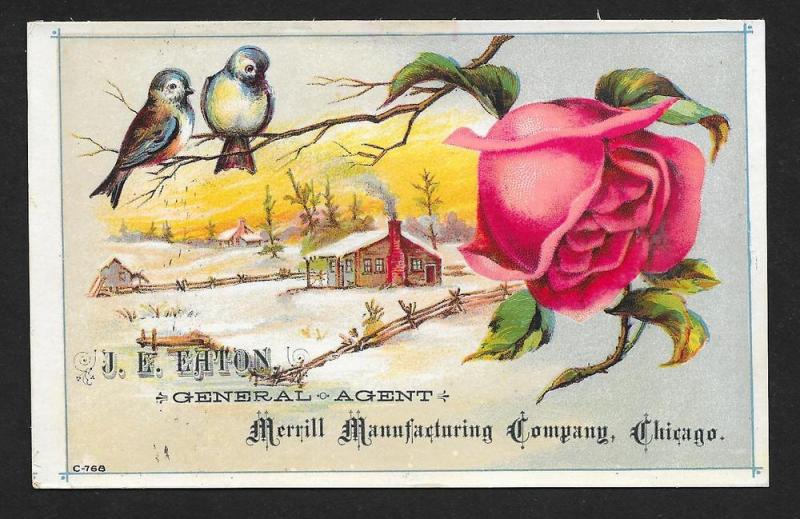 VICTORIAN TRADE CARD General Agent Merrill Manfg Co