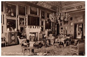 Windsor Castle The Picture Gallery Berkshire England Black And White Postcard