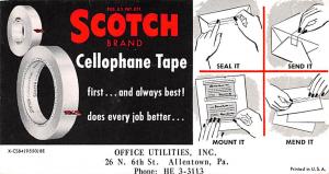 Scotch Brand Tape, Allentown PA, USA Advertising Unused 