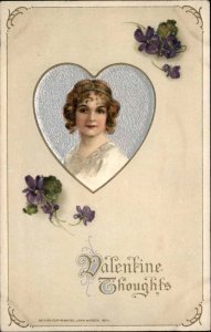 Winsch Valentine Art Nouveau Beautiful Woman c1910 Vintage Postcard