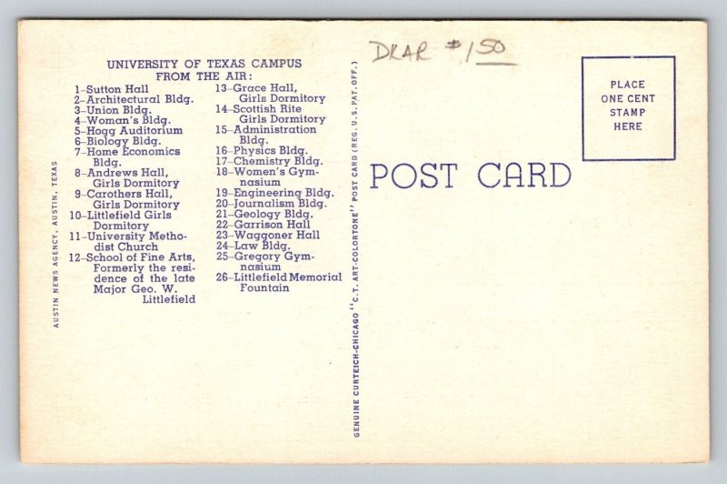 University of Texas   Austin  Texas   Postcard