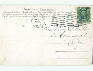Pre-Linen ROMANTIC COUPLE - THREE VIEWS ON ONE POSTCARD k7792