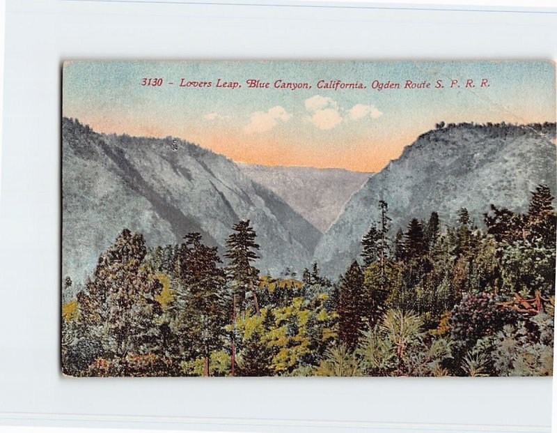 Postcard Lover's Leap, Ogden Route S. P. R. R., Blue Canyon, California