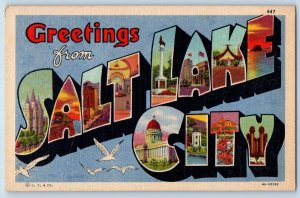 1958 Greetings From Salt Lake City Big Letters Utah UT Correspondence Postcard
