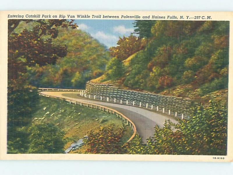 Linen ROAD OR STREET SCENE Palenville And Haines Falls New York NY hJ5996-12