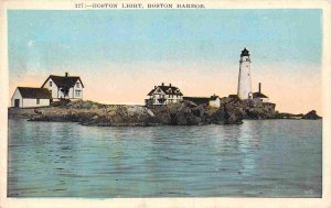 Boston Lighthouse Boston Harbor 1920c postcard