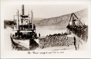 Steamer 'Casca' Ready For Sail Yukon YT Ship Unused Real Photo Postcard G69