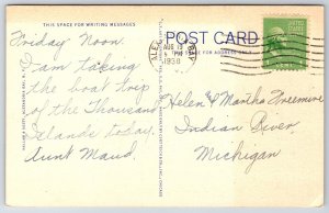 Thousand Islands New York~Castle Rest @ Pullman Estate~PM 1938~Linen Postcard