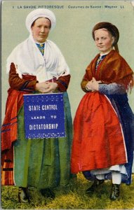 State Control Leads To Dictatorship Women Megeve Folklore Costumes Postcard F38