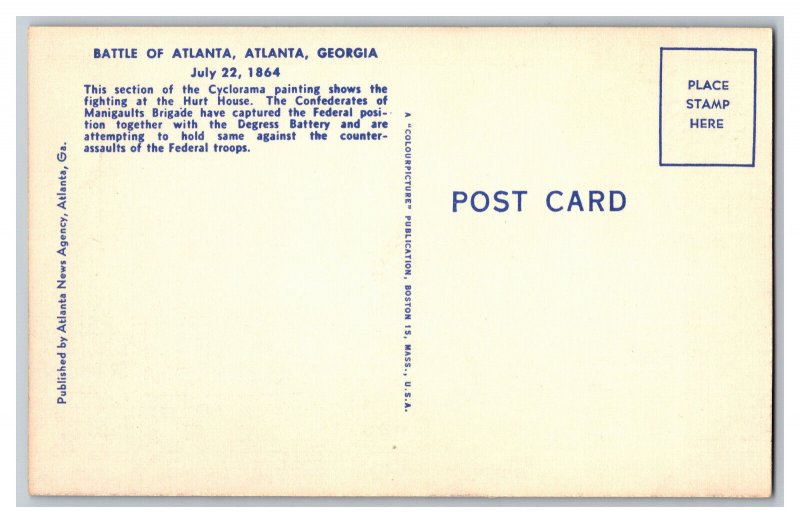 Postcard GA Battle Of Atlanta Cyclorama Building Atlanta Georgia Hurt House