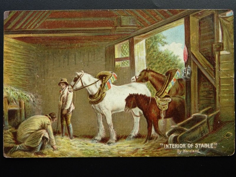 Shirehorse Smithy & Farrier INTERIOR OF STABLE - Old Postcard by Misch & Stock