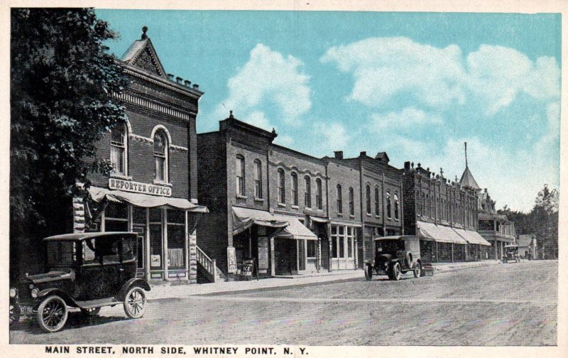 Whitney Point, New York - The Reporter Office on Main Street - c1920