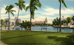 1940s Indian Creek Drive Miami Beach Florida Postcard