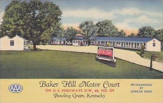 Kentucky Bowling Green Baker Hill Motor Court Court Curteich