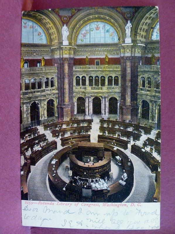 Old postcard  1906 Rotunda LIbrary of Congress Washington DC