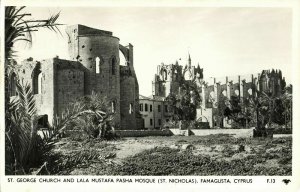 cyprus, FAMAGUSTA, St. George Church, Lala Mustafa Pasha Mosque (1950s) Postcard