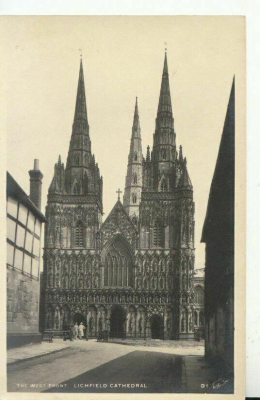 Staffordshire Postcard - The West Front - Lichfield Cathedral - RP - Ref TZ10386