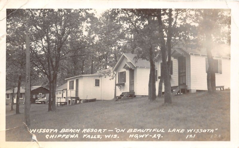 J31 Chippewa Falls Wisconsin RPPC Postcard c1940s Wissota Beach