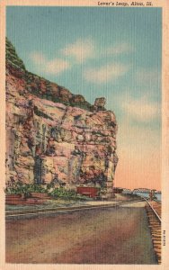 Vintage Postcard Lover's Leap Railroad Hills Bridge In Distance Alton Illinois