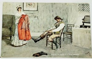 Tuck Oilette Series The Gentle Art of Making Love, A Girl in Need.. Postcard I10