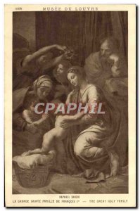 Old Postcard Musee Du Louvre Paris Raphael Sanzio The great Holy Family of Fr...