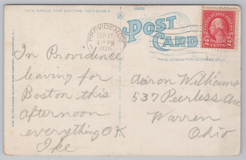 State View~Turks Head Building Providence Rhode Island~Vintage Postcard