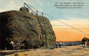 Large Hay Stack Farming 1910c postcard